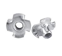 Walfront Tuerca en T de 4 Garras de Madera de Cuatro Puntas Herramienta de Reparación de Sujetadores de Tuercas en T Acero Galvanizado para Muebles de Carpintería (50pcs M6)