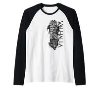 Walhalla Odin Totentiere Cuervos Lobo Runas Círculo Vikingo Camiseta Manga Raglan