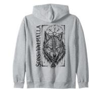 Walhalla Wolf Lobos Runas de Odín Brújula nórdica Vikingo Sudadera con Capucha