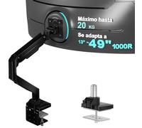 WALI Brazo para Monitor Individual para Pantalla ultraancha de hasta 49 Pulgadas y 20 kg, Soporte de Monitor Resistente, Soporte de Escritorio Totalmente Ajustable, VESA 75 y 100 mm (GSM001XL)