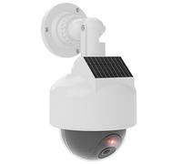 WALI Cámara de seguridad falsa alimentada por energía solar, cámara domo de seguridad falsa simulada para el hogar y negocios al aire libre/interior con LED rojo intermitente (DOW-SOL), blanco