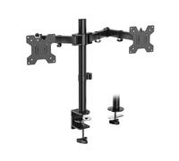 WALI Double Monitor Stand for 2 Monitors Up to 27 Inch, Adjustable Desk Mount Bracket, Black Metal Design