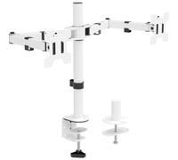 WALI Dual LCD Monitor Fully Adjustable Desk Mount Stand Fits 2 Screens up to 27 inch 22 lbs. Weight Capacity per Arm (M002-W) White