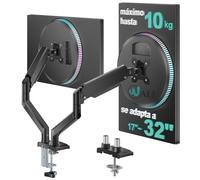 WALI Soporte de monitor dual para pantallas de computadora de 17 a 32 pulgadas, brazos de monitor dobles para 2 monitores con capacidad de hasta 10 kg, soporte de resorte de gas ajustable en altura