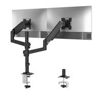 WALI Soporte Monitor Doble Brazo para Pantallas LCD, Brazo Monitor de Resorte de Gas Ajustable para Pantallas de hasta 32 Pulgadas (GSDM002), VESA 75/100 mm, Negro