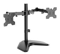 WALI Soporte Monitor Doble para Monitor 13”- 27” con Base Ancha, Soporte 2 Monitores Peso Máximo 10KG de Cada Brazo, VESA 75/100 mm, Negro