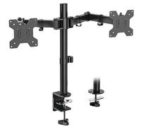 WALI Soporte Monitor Doble para Pantallas de 13”- 27”, Soporte 2 Monitores Peso Máximo 10KG de Cada Brazo, Brazo Monitor Altura Ajustable, VESA 75/100 mm, Negro(M002)