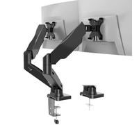 WALI Soporte Monitor Doble Soporte para Dos monitores para Pantallas 17-32 Pulgadas VESA 75/100mm, Brazo Monitor Doble Escritorio con Resorte de Gas Ajustable (GSMP002), Negro Mate