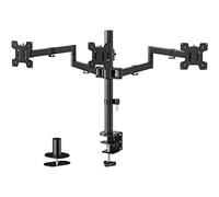 WALI Soporte Monitor Escritorio para Pantalla de hasta 27 Pulgadas, Brazo Monitor Soporte 3 monitores Inclinación y Giratorio, Peso Máx. 10 kg de Cada Brazo, VESA 75/100 mm, Negro