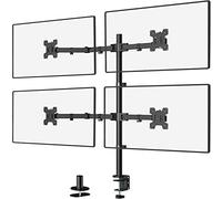 WALI Soporte Monitor para Monitor hasta 27 Pulgadas LED/LCD, Soporte 4 Monitores Peso hasta 10kg de Cada Brazo, Altura Ajustable, VESA 75/100 mm, Negro