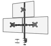 WALI Soporte Monitor Tres para Monitor hasta 27 Pulgadas LCD, Soporte 3 Monitores Peso Máximo 10KG de Cada Brazo, Altura Ajustable, VESA 75/100 mm, Negro