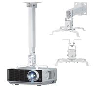 WALI - Soporte universal para proyector de techo o pared, altura ajustable con poste de extensión para proyectores LCD/DLP, soporta hasta 44 libras (PM-003-W), color blanco
