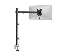 Wali único Monitor LCD soporte de escritorio ajustable para una pantalla de hasta 27, Full Motion, inclinación, giro, rotar, 22 libras Capacidad sargento, base y opcional ojal Base negro Single Arm- Extended