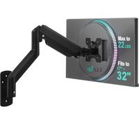 WALI único Monitor LCD Soporte de Escritorio Ajustable para una Pantalla de hasta 27, Full Motion, inclinación, Giro, rotar, 22 Libras Capacidad Sargento, Base y Opcional Ojal Base, Negro