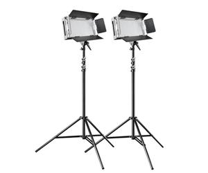 Walimex 20375 - Kit de iluminación para Estudio de fotografía (2 x 500 Luces LED), Negro