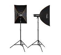 Walimex Pro Campaigner 600 HS Kit doble con receptor de 2,4 GHz incorporado, 600 Ws, tiempo de combustión rápido, luz de ajuste LED y panel de control fácil de usar, acabado de aluminio de calidad