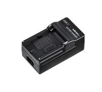 Walimex pro Cargador de baterías NP-F - 85 x 40 x 35 mm / 1000 mA - con Pantalla LED, Cable de Carga de 12 V y Apagado automático Accesorio para fotógrafos