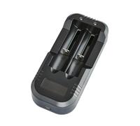 Walimex Pro Cargador Dual para batería de Iones de Litio 18650 18350 - con Chip IC Inteligente contra sobrecarga, selección automática de Corriente de Carga, para máx. 2 baterías Gimbal, Cigarrillos