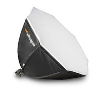 Walimex Pro Juego de Estudio fotográfico prémium con 2 trípodes de lámpara con 2 LED de 45 W, Octagon de 65 cm de diámetro, Color Bicolor, Sistema de Fondo telescópico Completo, 120 - 307 cm, con