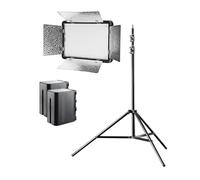 walimex pro LED Versalight 500 Daylight Set - Compuesto por Panel de luz, trípode para lámpara de hasta 260 cm y 2 Pilas Recargables
