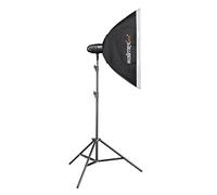 Walimex pro Newcomer 100 Set Single - flash de estudio de 100 Ws, disparo inalámbrico 2,4GHz, luz LED de modelado, duración del flash de 1/800-1/1200s, montura Bowens, ideal para estudios pequeños