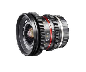 Walimex Pro - Objetivo réflex VCSC de Gran Angular para Montura Sony E Mount, Lentes MC y de nanorrecubrimiento, con Engranaje, Apertura y Foco Suaves, Parasol Desmontable, 12 mm, 1:2,2, Color Negro
