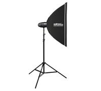 Walimex pro Set 1 Flash de Estudio Newcomer 300 II con softbox y Soporte de lámpara luz de Estudio LED 300 W con Mando a Distancia Alta Potencia Luminosa Ideal para Estudio fotográfico