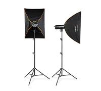 Walimex pro Set 2 Flashes de Estudio Stager 600 HSS, luz de Estudio 600 W con luz de Modelado LED, Juego de Estudio Completo con 2X softbox y 2X trípodes de lámpara, Ideal para Estudios fotográficos