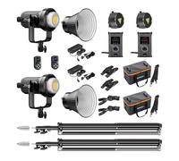 Walimex pro Set 2X LED Niova Plus 120 W + 2X trípode, luz de vídeo Regulable con Dos Colores y Soporte para Flash de hasta 256 cm de Altura con amortiguación por muelles