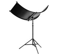 Walimex Pro Set de Reflector Tipo Halfpipe + trípode WT-806, 150 x 60 cm, cóncavo, 3 en 1, Plata/Blanco/Onda/Oro, con Soporte de luz (hasta 256 cm) para fotografía de Retrato