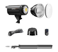Walimex pro Set LED Niova Plus DL 200 W + trípode, lámpara LED Regulable para vídeo más Soporte para Flash con amortiguación por muelles hasta una Altura de 256 cm