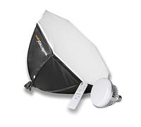 Walimex pro Softbox Octagon Ø65cm 45W Bi Color LED I incluye difusor y mando a distancia, temperatura de color de 3.000-6.000K I para fotos y vídeos profesionales I inclinable, alta precisión de color