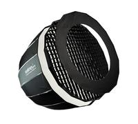 Walimex pro Studio Parabolic Softbox 90 cm, Giratorio 360°, fácil Montaje Gracias a la función de sombrilla, Incluye Rejilla, máscara, Adaptador Bowens y Bolsa de Transporte, Ideal para Retratos y