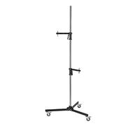 Walimex pro Trípode móvil 223 cm - Trípode de estudio robusto con 2 soportes de abrazadera que se pueden mover rápidamente y ruedas estables, cargable hasta 12 kg - adecuado para la diversa fijación