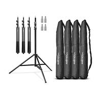 Walimex Pro WT-806 Juego de 4 Soporte de luz Altura máxima 256 cm, Soporte de luz estable, cargable hasta 6 kg, Soporte de iluminación para anillo de luz, reflector, flash y video, 4 bolsas