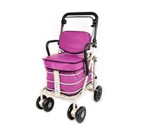 Walk and Rest Prestige Royal - Respaldo con reposabrazos (totalmente montado, morado, metal y PVC, 6,75 kg, 45 cm de profundidad x 31 cm de ancho x 0 cm de alto, capacidad de 25 piedras, marco de