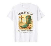 Walk by Faith 2 Corinthians 5:7 Western Boot Watercolor Camiseta