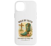 Walk by Faith 2 Corinthians 5:7 Western Boot Watercolor Carcasa para iPhone 14 Plus