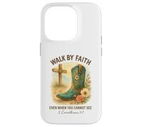 Walk by Faith 2 Corinthians 5:7 Western Boot Watercolor Carcasa para iPhone 14 Pro