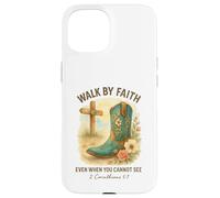 Walk by Faith 2 Corinthians 5:7 Western Boot Watercolor Carcasa para iPhone 15