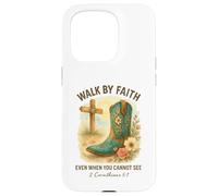 Walk by Faith 2 Corinthians 5:7 Western Boot Watercolor Carcasa para iPhone 15 Pro