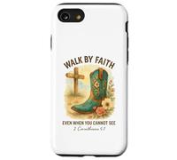 Walk by Faith 2 Corinthians 5:7 Western Boot Watercolor Carcasa para iPhone SE (2020) / 7/8