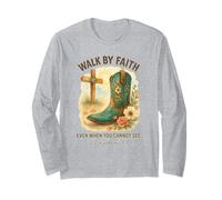 Walk by Faith 2 Corinthians 5:7 Western Boot Watercolor Manga Larga