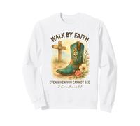 Walk by Faith 2 Corinthians 5:7 Western Boot Watercolor Sudadera