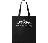 Walk by Faith Mountain Range - Bolsa de algodón ecológico natural, color negro, talla única, Negro -, Talla única
