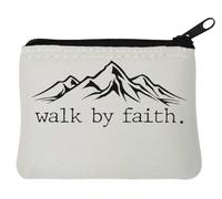 Walk by Faith Mountain Range - Monedero de neopreno (10 x 11 cm), color blanco, White, Talla única