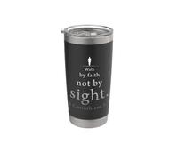 Walk by Faith Not by Sight: 2 Corinthians 5:7 Bible Verse Vaso térmico de acero inoxidable de doble pared