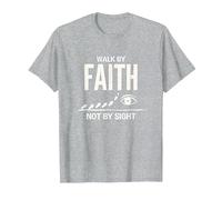 Walk by Faith Not by Sight - Cita Cristiana inspiradora Camiseta, Hombre, Gris Jaspeado, XXL