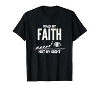 Walk by Faith Not by Sight - Cita Cristiana inspiradora Camiseta, Hombre, Negro, XL