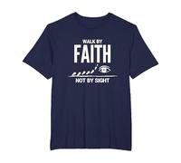 Walk by Faith Not by Sight - Cita Cristiana inspiradora Camiseta, Hombre Tallas Grandes, Azul Marino, 2X Alto